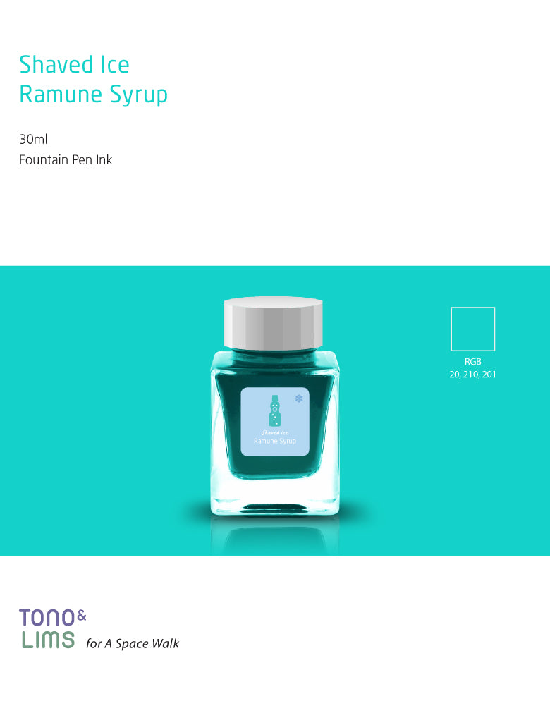 TONO & LIMS - Shaved Ice Ramune Syrup Ink
30 ml fountain pen ink.
