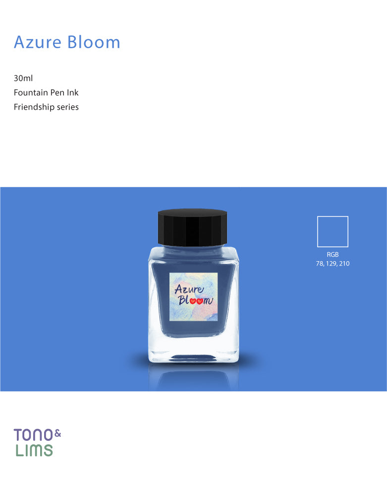Tono & Lims Friendship Line Fountain Pen Ink Collection where every ink in the Friendship Line embodies the power of friendship through beautifully crafted colors that flow effortlessly on the page. Add a personal touch to your work with a variety of hues that are as diverse and special as the friendships we cherish.
30ml