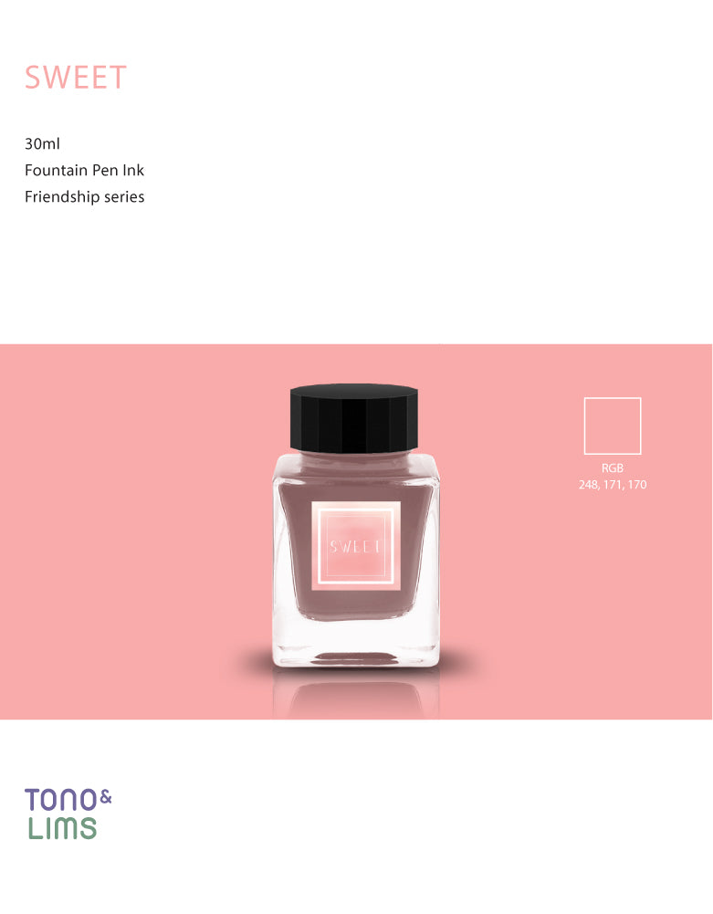 Tono & Lims Friendship Line Fountain Pen Ink Collection where every ink in the Friendship Line embodies the power of friendship through beautifully crafted colors that flow effortlessly on the page. Add a personal touch to your work with a variety of hues that are as diverse and special as the friendships we cherish.
30ml