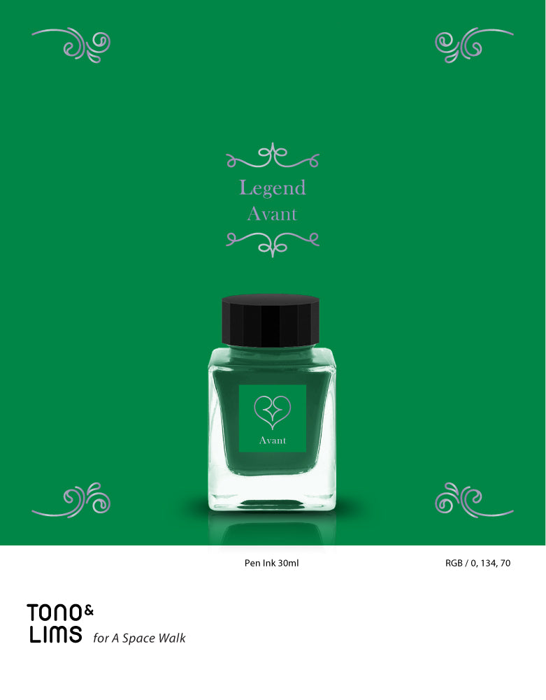 TONO & LIMS Legend
Avant Ink
Tono & Lims Legend Fountain Pen Ink Collection where the inks are designed to stand out with their unique sheen. This collection displays rich color, expressive depth, and a finish that shifts beautifully on the page, making every stroke feel special
30ml