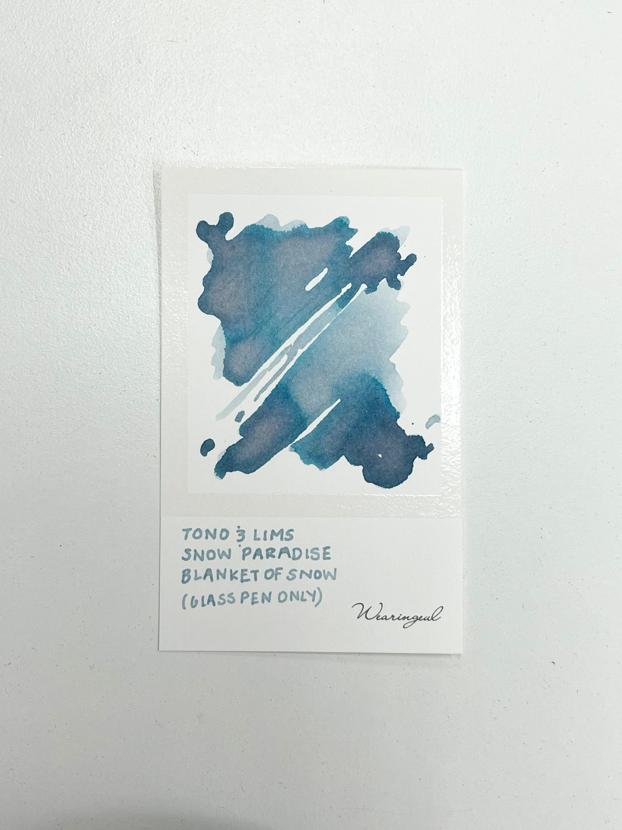 Ink swatch for TONO & LIMS Snow Paradise Blanket of Snow Ink (Glass Pen Only)