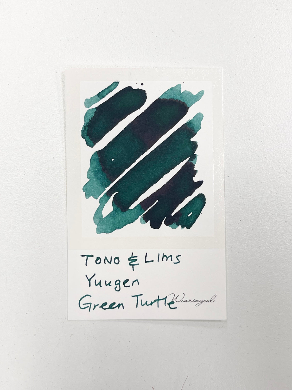 Ink swatch for TONO & LIMS Yuugen Series Green Turtle Ink