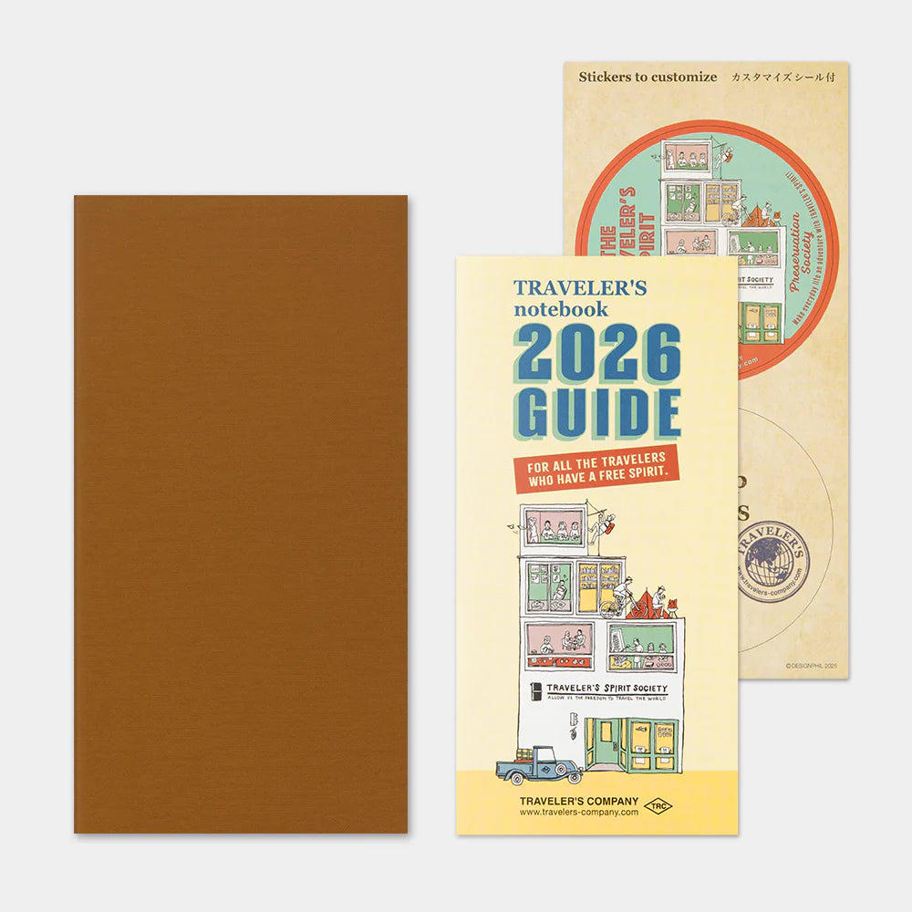 This is the 2026 DIARY Weekly Vertical for TRAVELER’S notebook. The Vertical Diary layout utilizes a daily timeline that allows you to keep track of schedules on an hourly basis. A blank note section expands across the bottom of the layout for extra writing space. On the right edge, you can refer to other months of the year related to the page. This notebook includes dated pages for the second half of 2026: the months of July through December.
MD paper is used for this notebook so you can enjoy an excellen