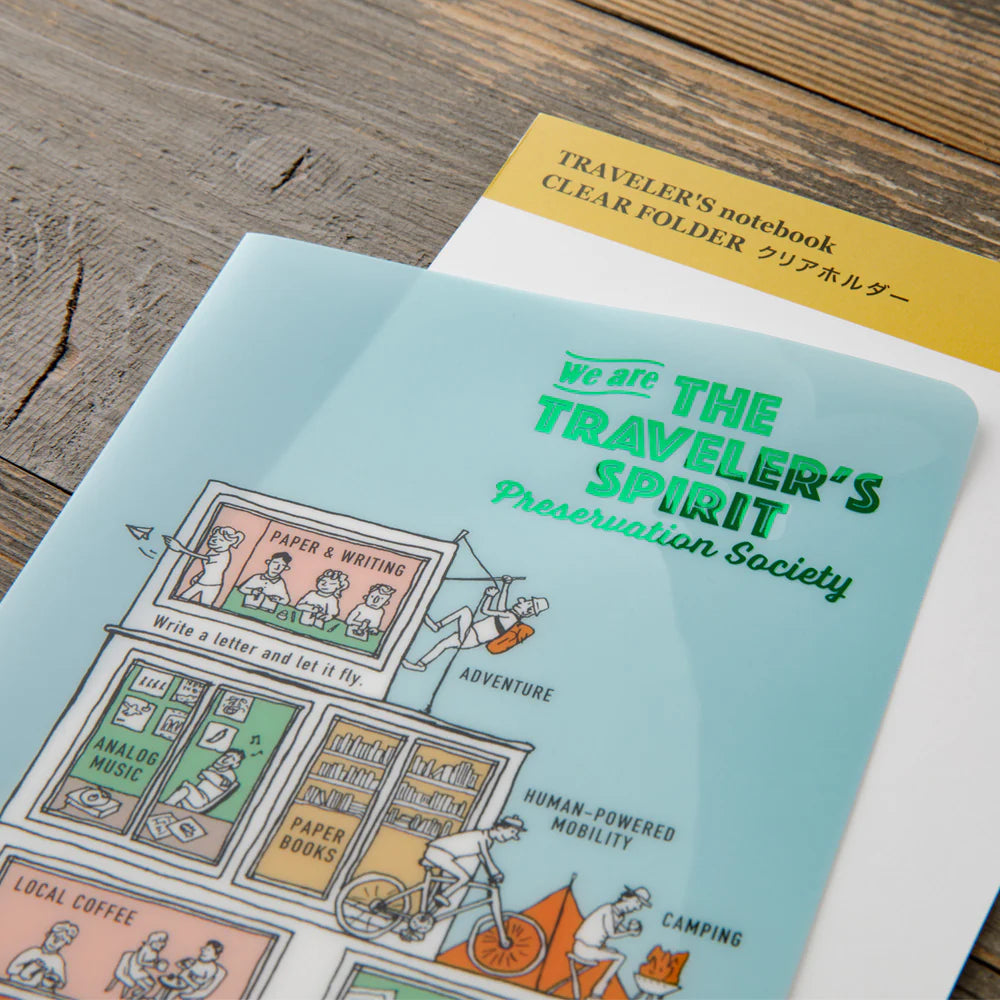 This folder features a design exclusively for 2026 and comes in the perfect size for taking along with your TRAVELER’S notebook. The Regular Size fits A4 paper folded in three, postcards and other documents.
2026 limited edition graphics are designed with THE TRAVELER'S SPIRIT theme. The logo and message, along with the printing, are expressed in foil.