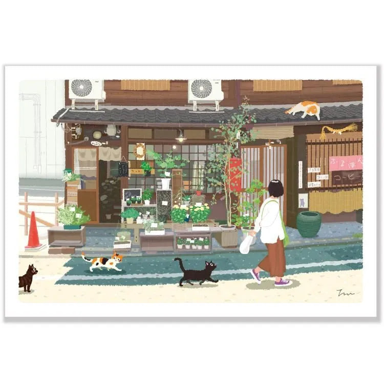This postcard features the cat "Tabineko" that travels through the scenery of Japan's four seasons. Travel through summer with this postcard!
4in x 5.8in