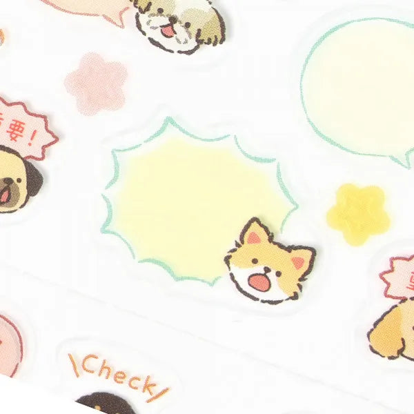 This sticker has a translucent and matte texture that blends in with the notebook.
It can be separated with perforations and carried as much as necessary.
The design is of dogs chatting about their appointments and notes.
1 Sheet included
165× 90mm
Transparent seal
