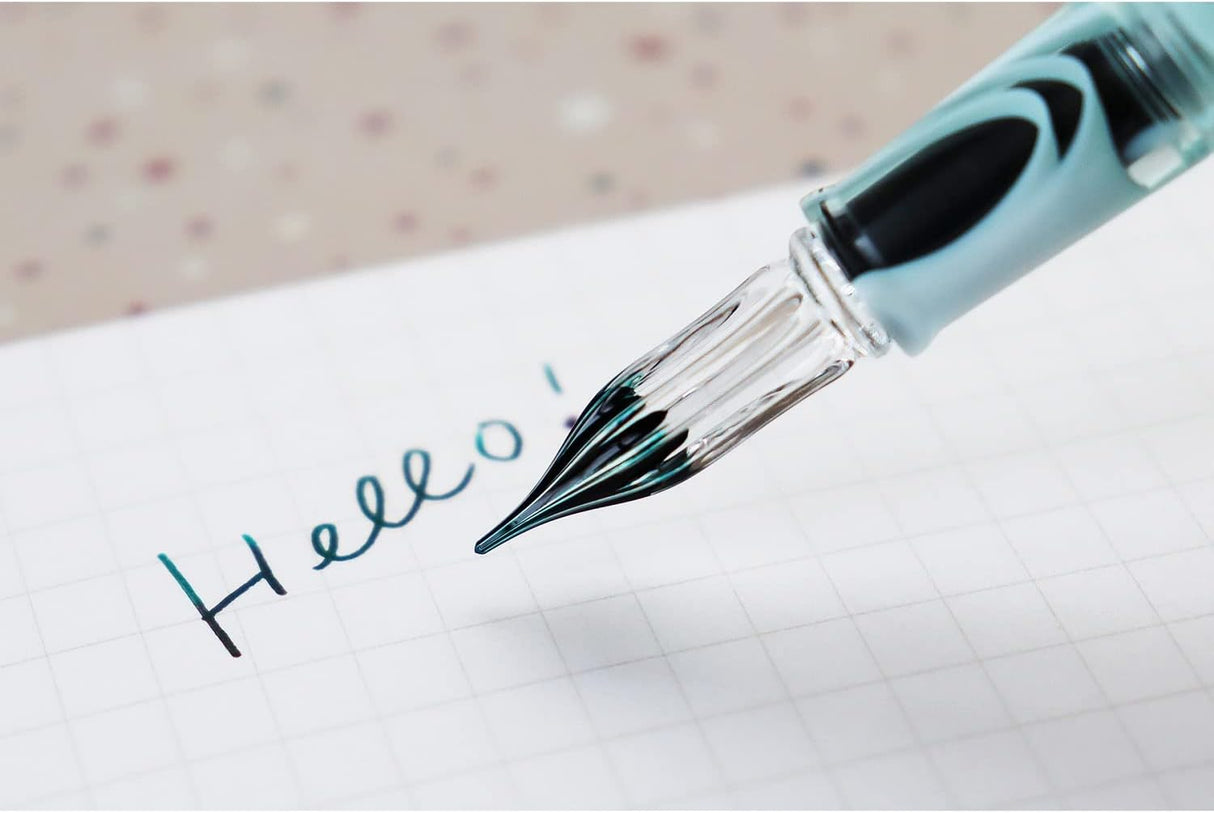 Enjoy a glass pen with marble color and beautiful graceful curves. It comes with a cap to protect the nib, making it easy to carry. The ink comes off easily when rinsed with water, so unlike fountain pens, it is easy to handle. You can easily enjoy a variety of inks.
Handmade hard glass nib
Comes with a cap for easy carrying
Water-based dyes, pigments, and laminki can also be used
Parts can be disassembled & washable
Can be used with a replacement pen tip
Pen shaft: Acrylic resin
Nib connect