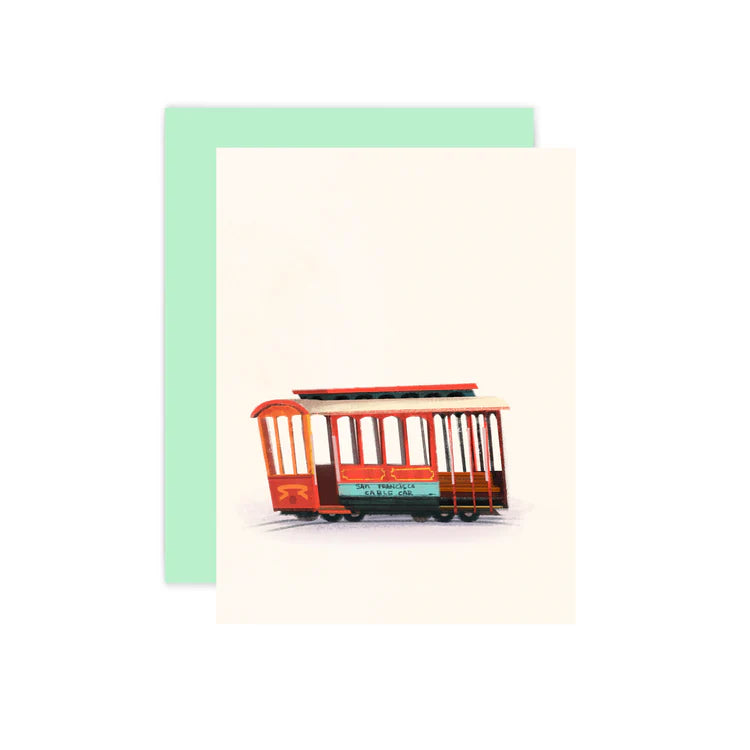 This card illustration features a red cable car or trolley inspired by San Francisco with a cream background
Single card includes 1 folded card + 1 matching envelope
Blank inside
Dimensions: 4.25 x 5.5 inch
Designed and illustrated by Aggie Cheung for The Little Red House