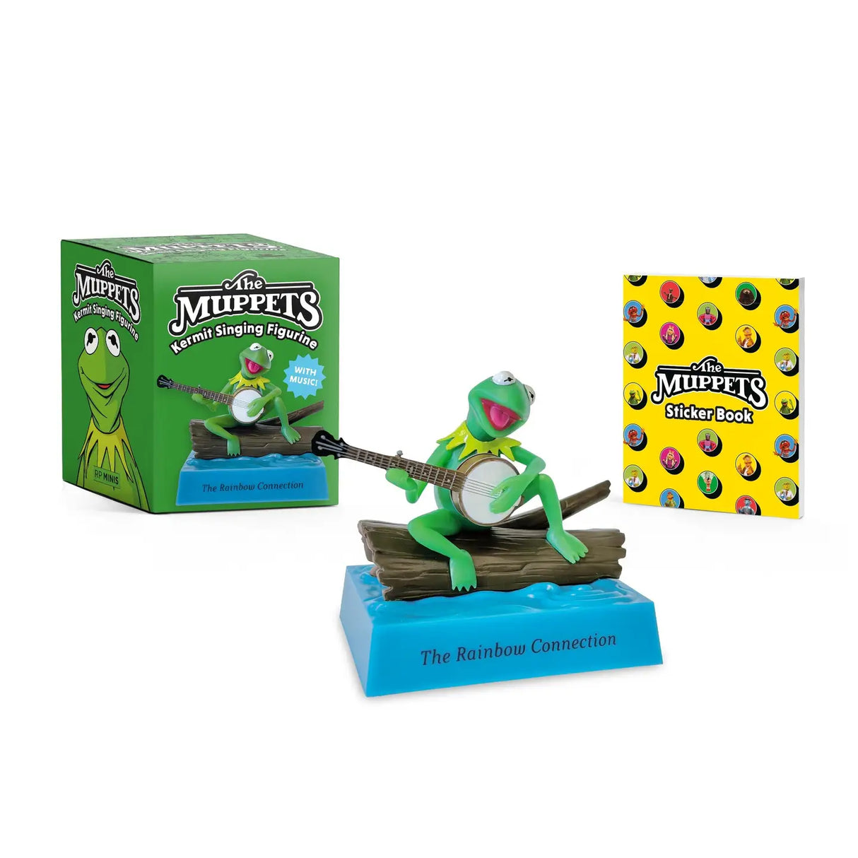 Slow down and be inspired by Kermit the Frog with this miniature musical figurine.
Specifications:
Includes a 3-inch tall vinyl figurine of Kermit the Frog sitting on a log with his banjo
Plays Music: Mini collectible plays the first verse of "The Rainbow Connection" at the push of a button
Full-color Sticker Book: Includes a mini book of stickers featuring
The Muppets Perfect Gift for Muppet Fans: Anyone who loves the Muppets will enjoy this special Kermit figurine, an irresistible gift or self-pur
