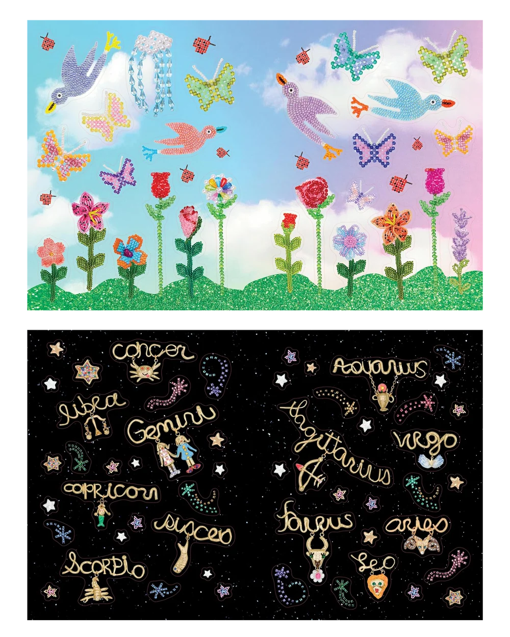 Step inside the joyful world of beloved accessory brand Susan Alexandra with this hardcover sticker book, featuring more than 700 stickers that can be used to decorate your life with a bold sense of color, humor, and play. Susan Alexandra’s signature beaded goods and playful designs are transformed across more than two hundred pages of visual delight, filled with peel-away stickers that evoke the brand’s iconic motifs of flowers, foods, animals and critters, shoes, purses, charms, cheeky phrases, and other