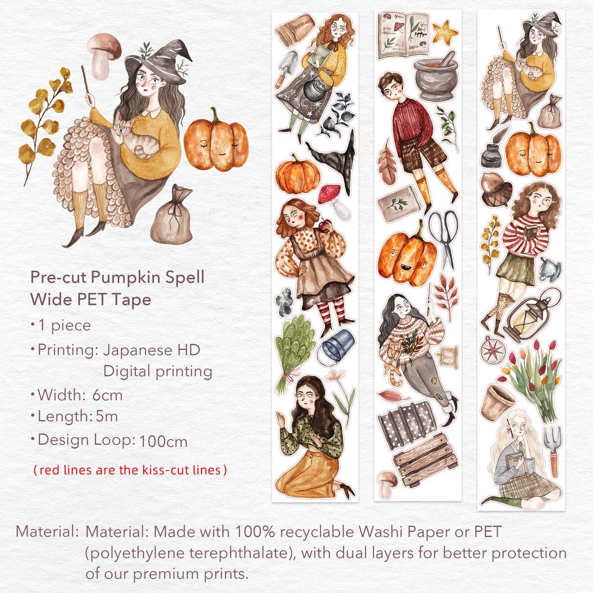 The Washi Tape Shop - Pre-cut Pumpkin Spell Wide PET Tape