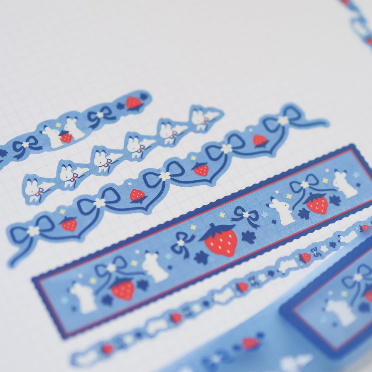 Thousand Skies Kiss Cut Pet Tape - Strawberry Bunnies