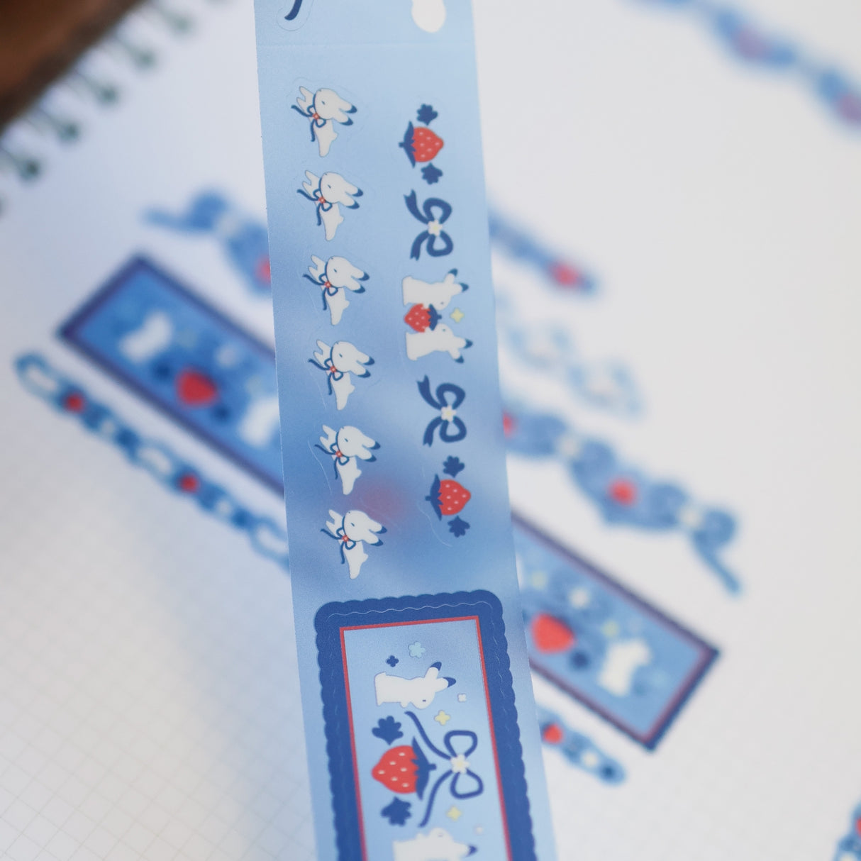 Thousand Skies Kiss Cut Pet Tape - Strawberry Bunnies