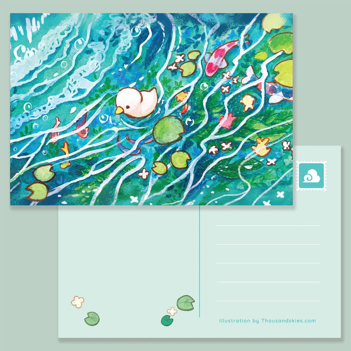 Thousand Skies - A Lost Duckling Postcard
A playful and colorful illustration to brighten someone's day.
• 4 in x 6 in postcard
• Matte finish
• Heavy Cardstock
Please consider that monitor calibrations are all different. The color you see might slightly differ from the photo.
Design ©Thousand Skies