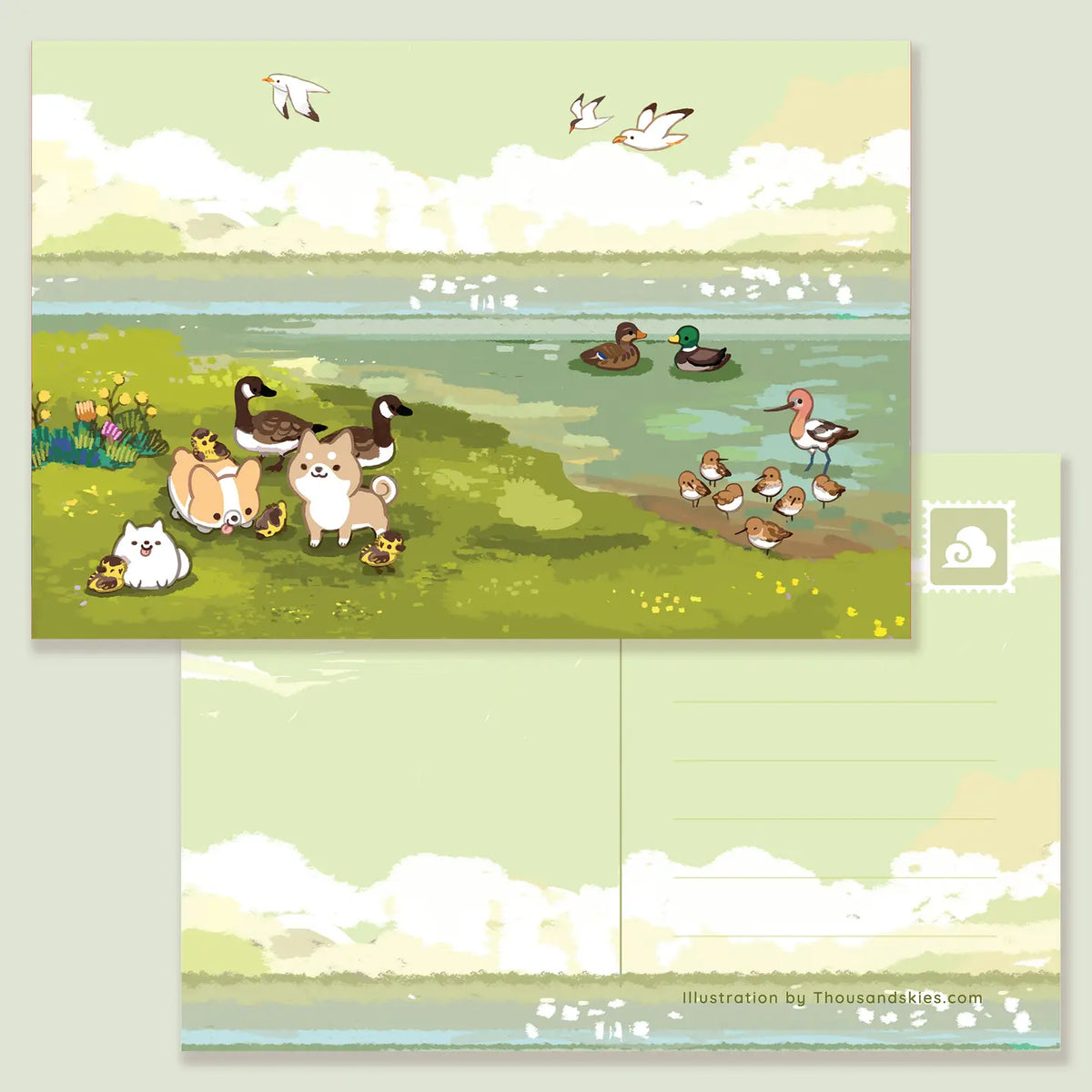 Thousand Skies - By the Shoreline Postcard
A playful and colorful illustration to brighten someone's day.
• 4 in x 6 in postcard
• Matte finish
• Heavy Cardstock
Please consider that monitor calibrations are all different. The color you see might slightly differ from the photo.
Design ©Thousand Skies