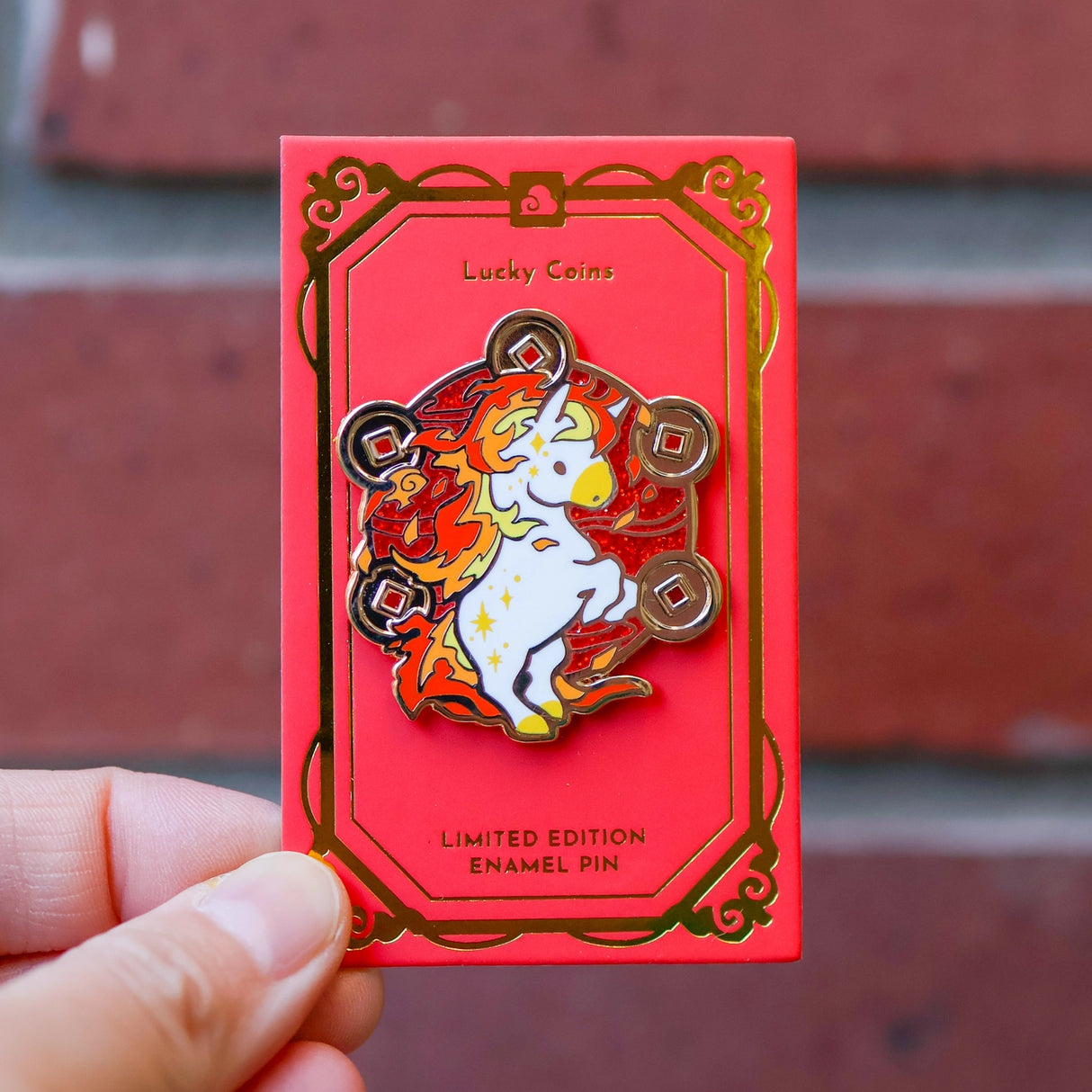 The pin size is roughly 1.6" inches
Limited edition pin to celebrate 2026 - the year of the fire horse.
The pin design symbolizes good fortune and prosperity.
We will not restock this pin once it is sold out.
The pins have butterfly clutches for added security. You can pin them to your jacket, fabric bag, or hat. The pins will be mailed in a padded envelope for additional protection.
Please consider monitor calibrations are all different. The color you see might slightly differ from the photo. 