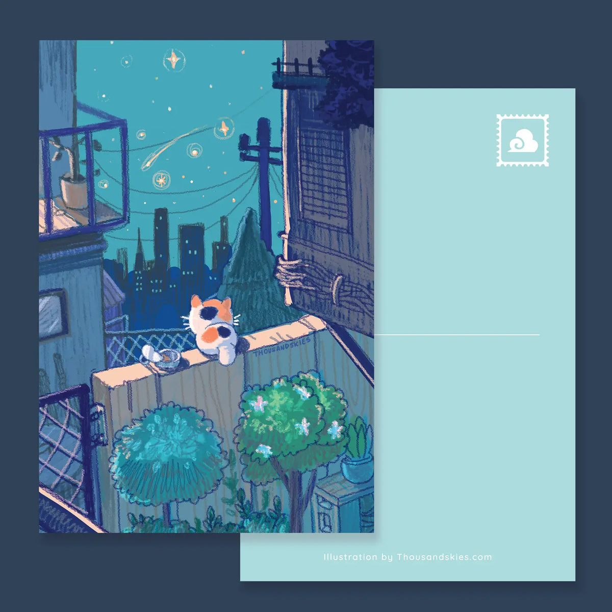A playful and colorful illustration to brighten someone's day.
• 4 in x 6 in postcard
• Matte finish
• Heavy Cardstock
Please consider that monitor calibrations are all different. The color you see might slightly differ from the photo.
Design ©Thousand Skies