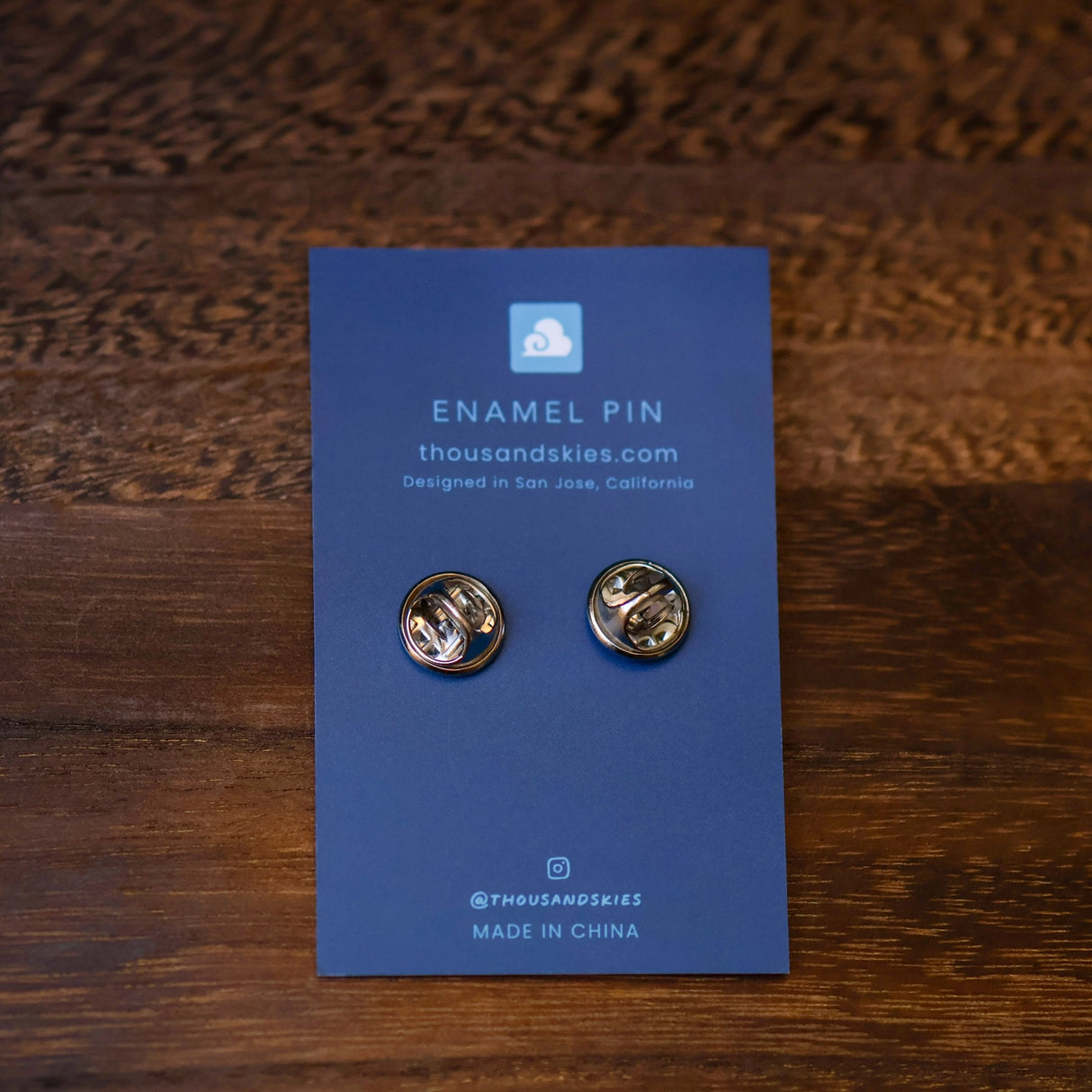 The pin size is roughly 1.5" inch
The pins have butterfly clutches to make them extra secure. You pin them to your jacket, fabric bag, or hat.
Please consider monitor calibrations are all different. The color you see might slightly differ from the photo.
Design © Thousand Skies