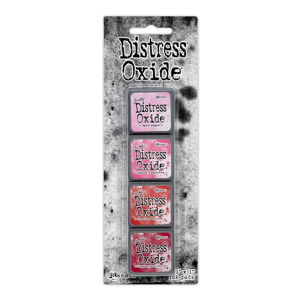 Tim Holtz Distress Mini Oxide Ink Pads are a collection of 1 x 1 cubes featuring water-reactive dye & pigment ink fusion that creates an oxidized effect when sprayed with water. Like their larger counterpart, the Mini Oxide Ink Pads have a raised felt pad with fade resistant ink that coordinates with the full Distress palette of colors.