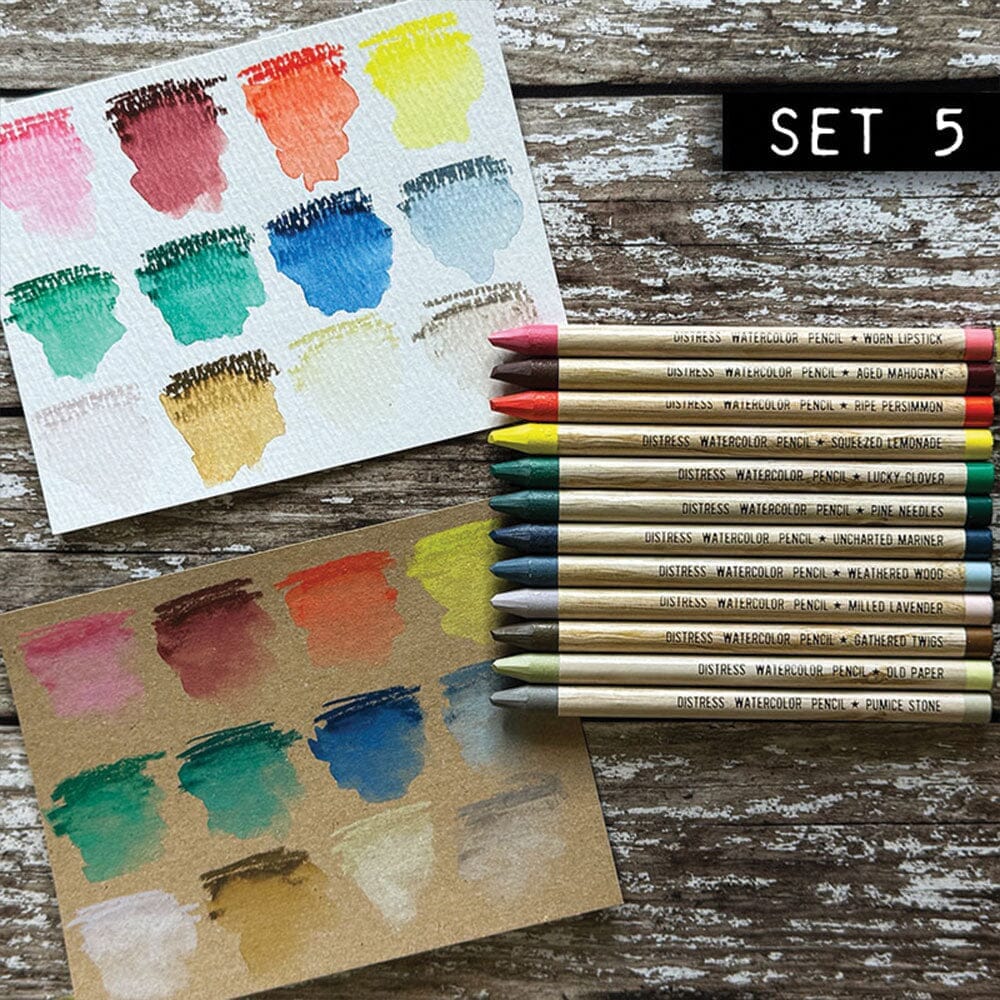 Tim Holtz Distress® Watercolor Pencils are woodless watercolor pencils formulated to achieve vibrant coloring effects on porous surfaces. The solid water-reactive pigments are ideal for watercoloring, shading, sketching and more!