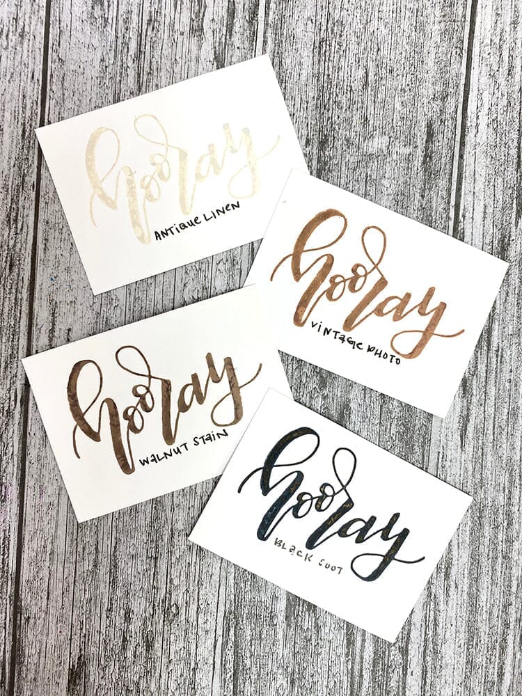 Tim Holtz® Mini Distress Ink Pads are a collection of 1 x 1 water-based dye inks. Like their larger counterpart, the Minis feature a raised felt pad with ink that is reactive with water and coordinates with the Distress palette of products. Each ink pad is stackable and fade resistant. Mini Ink Pads can be re-inked with matching Distress Ink Re-inker. Sold in both coordinating sets and individually.