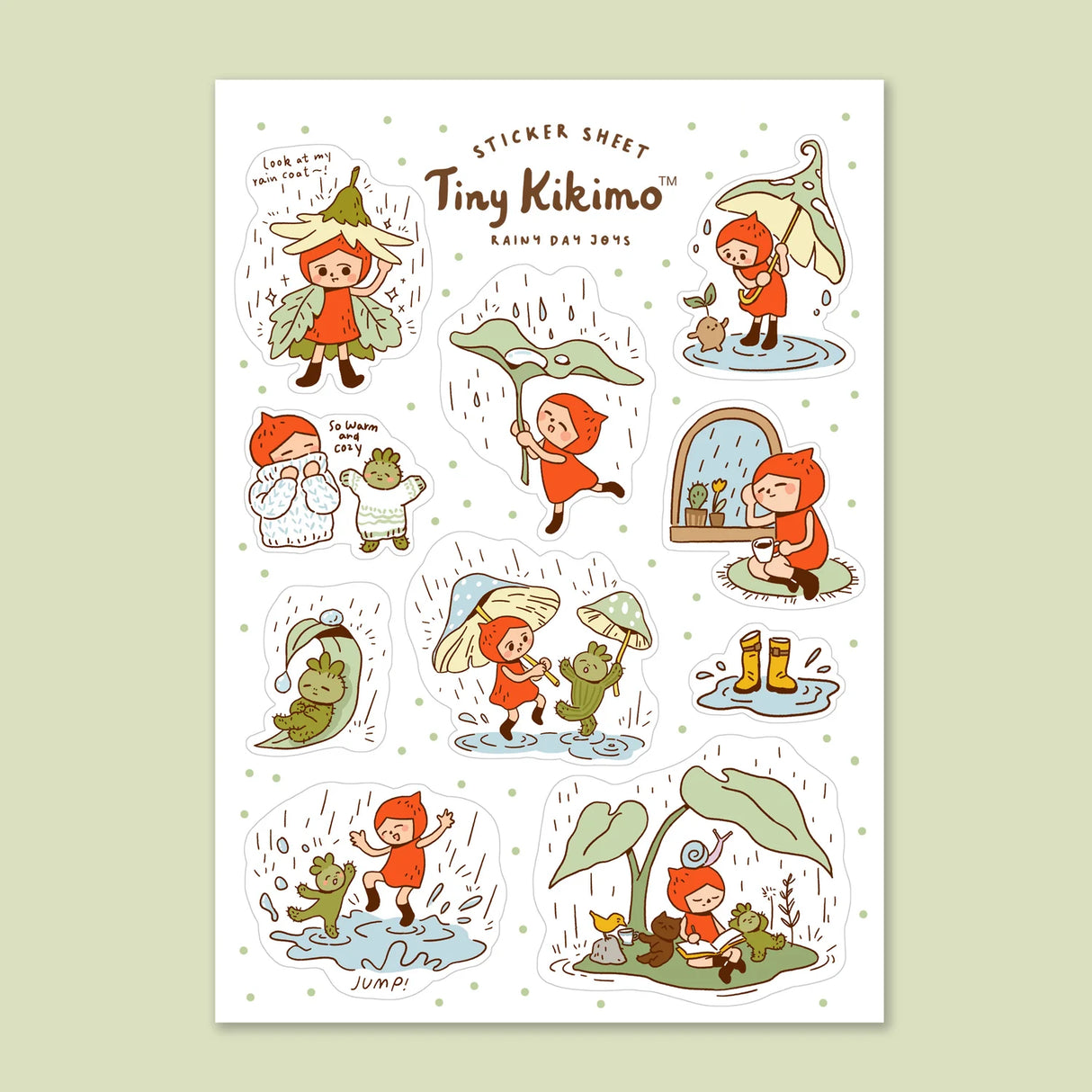 Tiny Kikimo Sticker Sheet - Rainy Day Joys
Perfect for planners, journals, or scrapbooking. Approx. 4 x 6 in.