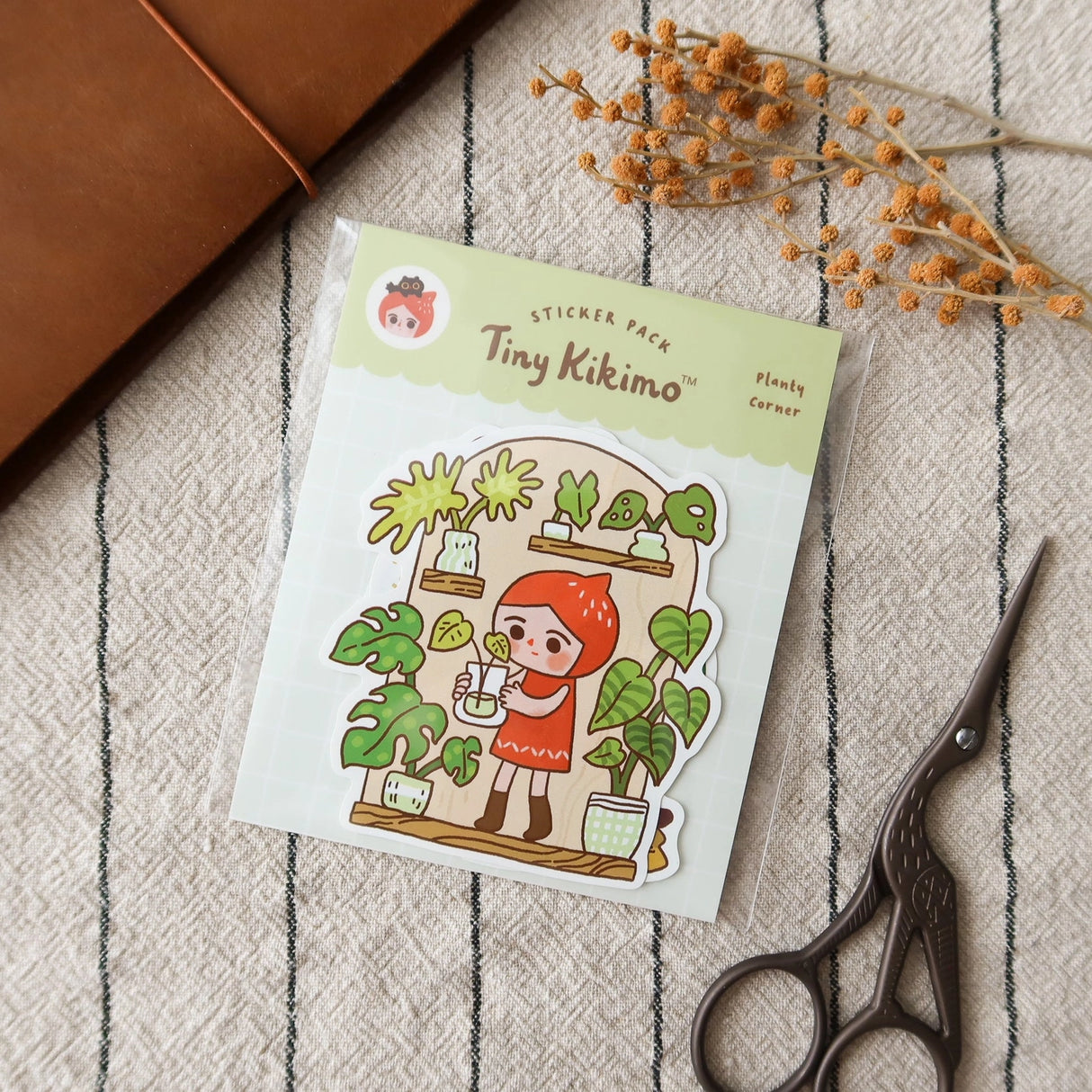 A whimsical set of 3 vinyl stickers featuring Tiny Kikimo and friends on their little adventures.