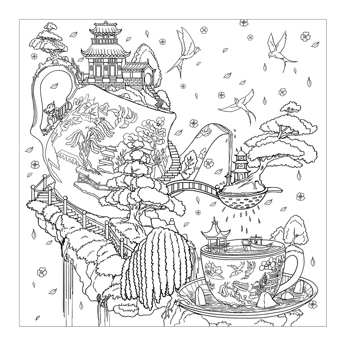 Secret worlds abound in this incredible coloring book adventure where every page invites fascinating discoveries. Tiny Worlds offers an enchanting glimpse of magical miniverses tucked inside everyday items like clocks, tree trunks, schoolroom desks, shoes, and even teapots!
