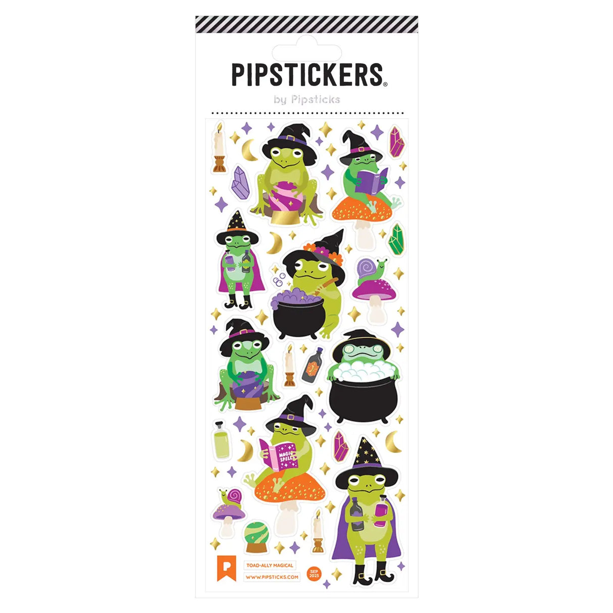 PipStickers are the PERFECT gift for the sticker lover in your life - even if it's you! These unique PVC designs with holographic gold foil accents come on a clear backing and cannot be found anywhere else. Includes one 3" x 7" sheet of Toad-ally Magical PipStickers and includes the Pipsticks manifesto.