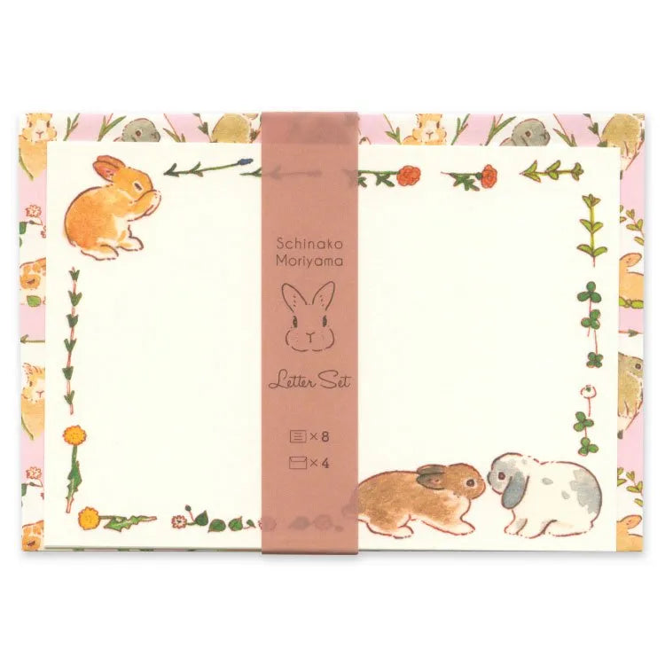 Schinako Moriyama Floral Rabbits Letter Set
This letter set has an attractive texture of rough paper and a small size that can be easily given.
Two new designs have been added: a flower frame and a cute all-over pattern of rabbits, and a cute and eye-catching bright red strawberry. This listing is for the flower frame design.