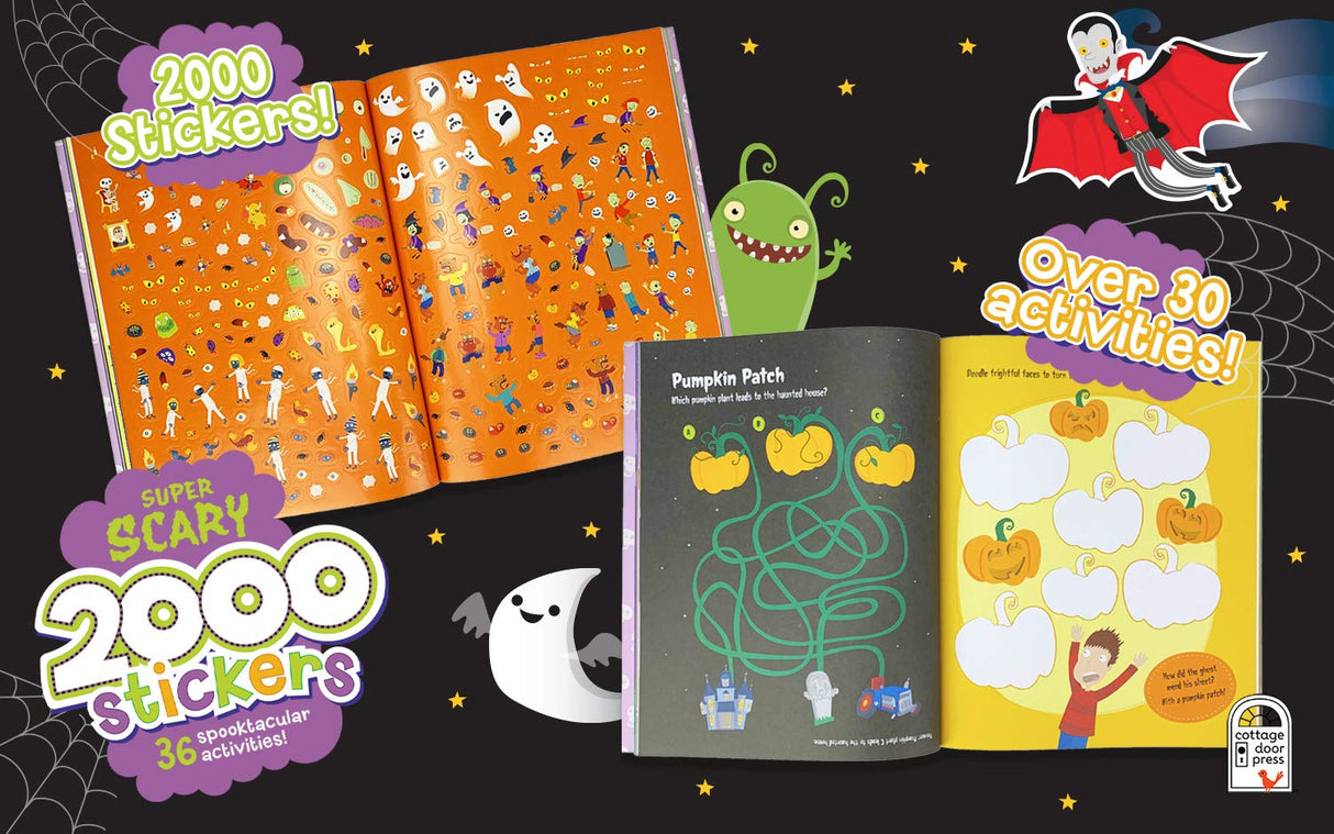 Meet the spookiest bunch of ghosts, goblins, and ghouls in this lighthearted super scary activity book featuring 2000 stickers! Get busy squiggling, puzzling, sticking, and sketching in a haunted world filled with mummies, vampires, ghosts, and zombies. Fun, festive scenes and 36 spooktacular activities including puzzles, mazes, drawing & doodling, search & find, and more will keep little ones entertained for hours. The perfect gift for Halloween!