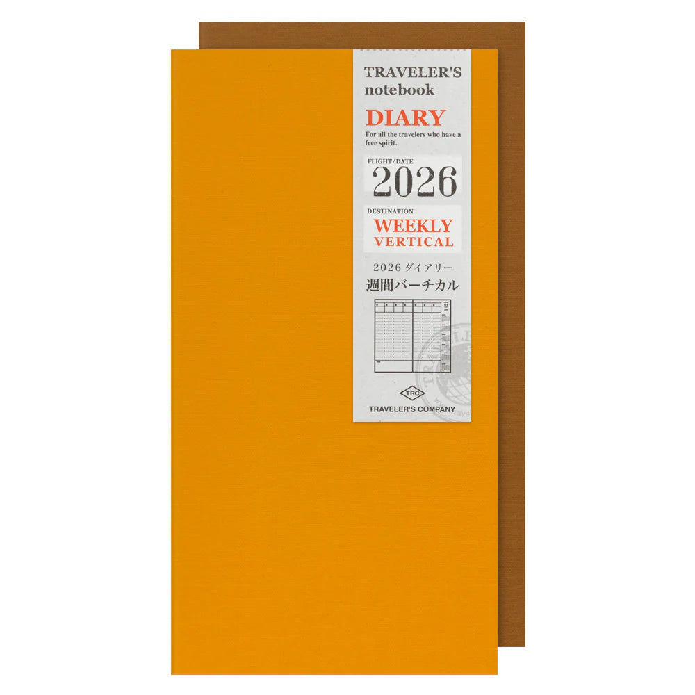 2026 Diary Weekly Vertical Regular Size features a vertical diary that is useful for keeping track of schedules on a timely basis. You can plan or record events through increments of 30 minutes throughout the day, with extra space below for notes.
A single notebook covers six months. This set includes two notebooks - one for each half of the year. This refill features MD Paper, developed specifically in pursuit of the perfect writing experience. You can use a variety of writing instruments.