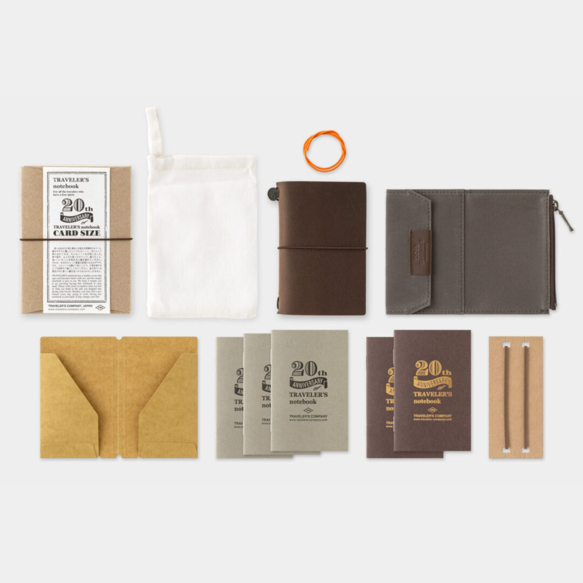 Traveler's Notebook 20th Anniversary Card Size Set - Brown