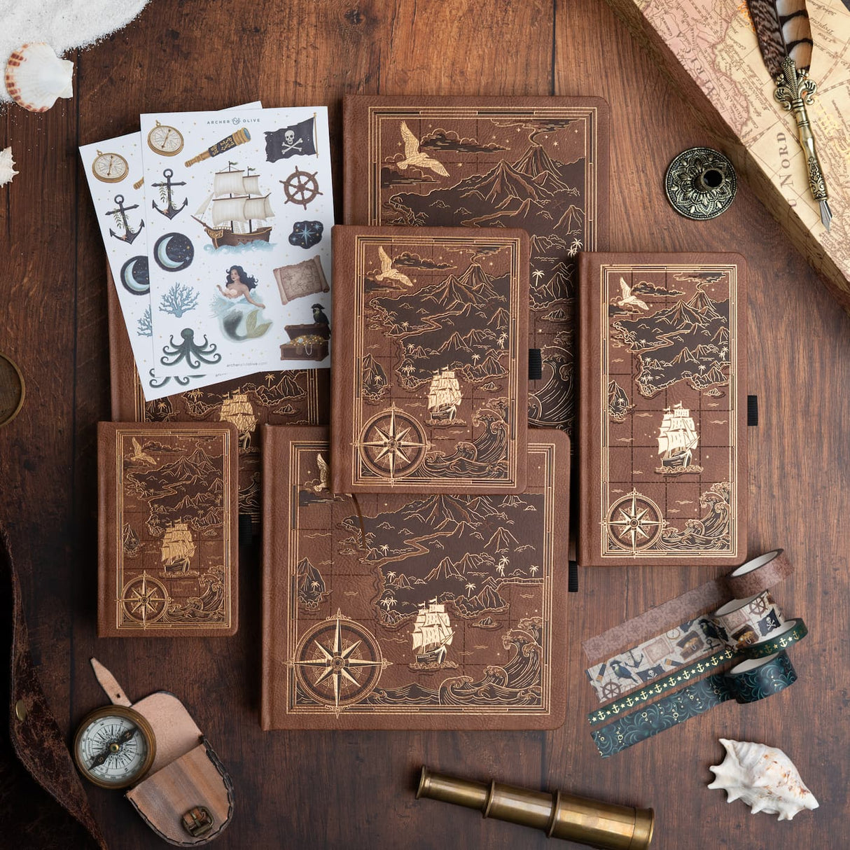A classic notebook designed to inspire exploration, creativity, and storytelling. The Treasure Map Notebook features a timeless vegan leather cover design and Archer & Olive’s signature ultra-thick paper—perfect for journaling, planning, sketching, and everyday writing.