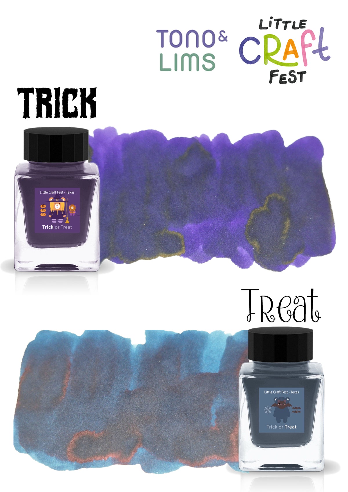 The Trick & Treat Set celebrates the two sides of Halloween magic. Trick enchants with mysterious violet shadows, deep shading, and unexpected olive undertones, while Treat delights with stormy blue-grey tones, bright cerulean highlights, and warm rosy accents. Contrasting yet complementary, they capture the excitement of wandering through moonlit streets, never knowing whether the next door will bring a playful trick or a welcome treat.