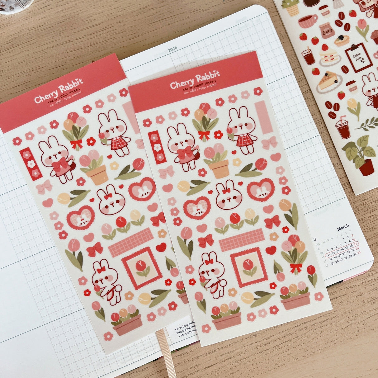 Cherry Rabbit Tulip Rabbit Sticker Sheet