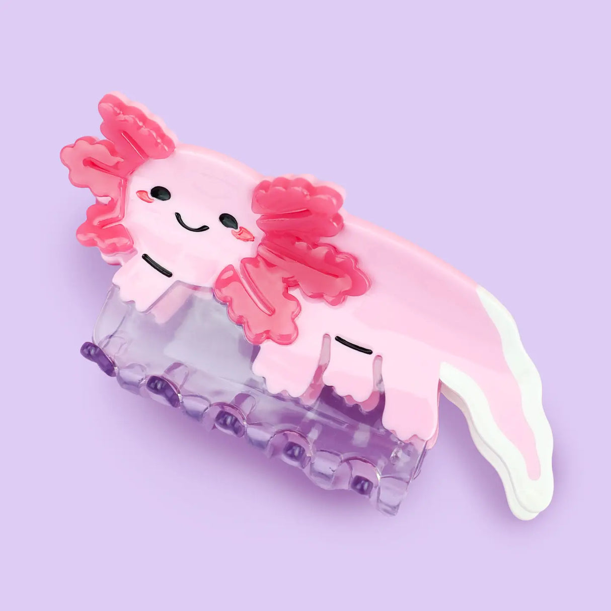 Axolotl Hair Claw' Hair Accessory by Turtle's Soup.
Includes one (1) hair claw
Claw is roughly 3"
3D, engraved, printed, and painted details
High quality acetate material, stronger than standard hair clips
Themed packaging