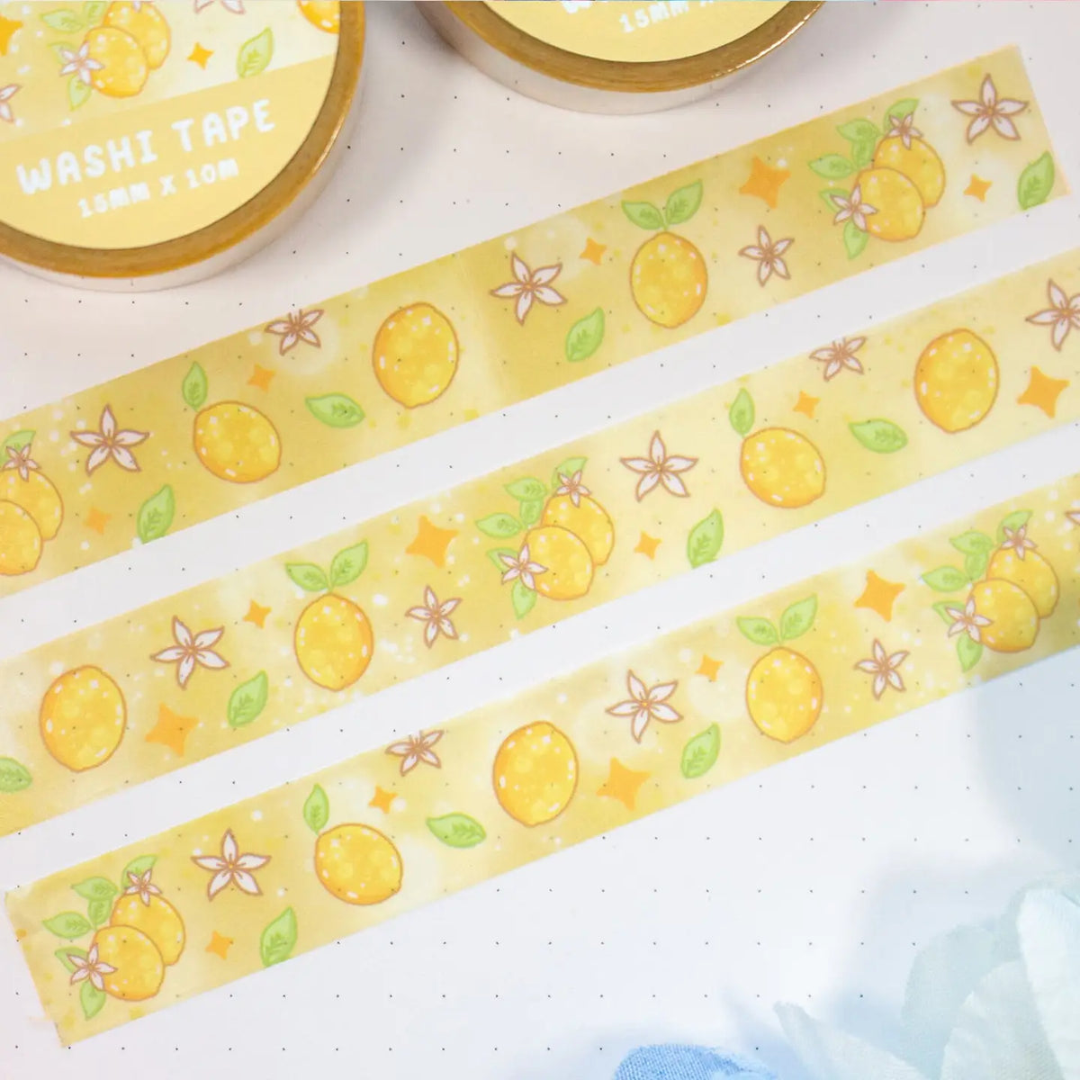 Unicorn Eclipse - Lemons Washi Tape
1 roll: 15mm x 10m
Made of eco-friendly adhesive paper materials
Easily removable with no residue
✧Notes✧ Please note that color on images may vary from monitor to monitor due to photographing, lighting and screen settings. Minor errors may be possible as these stickers are handmade.