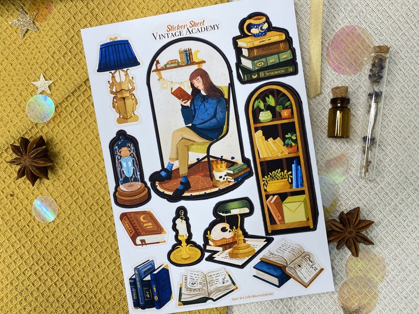 Hoja de calcomanías de la Academia Vintage