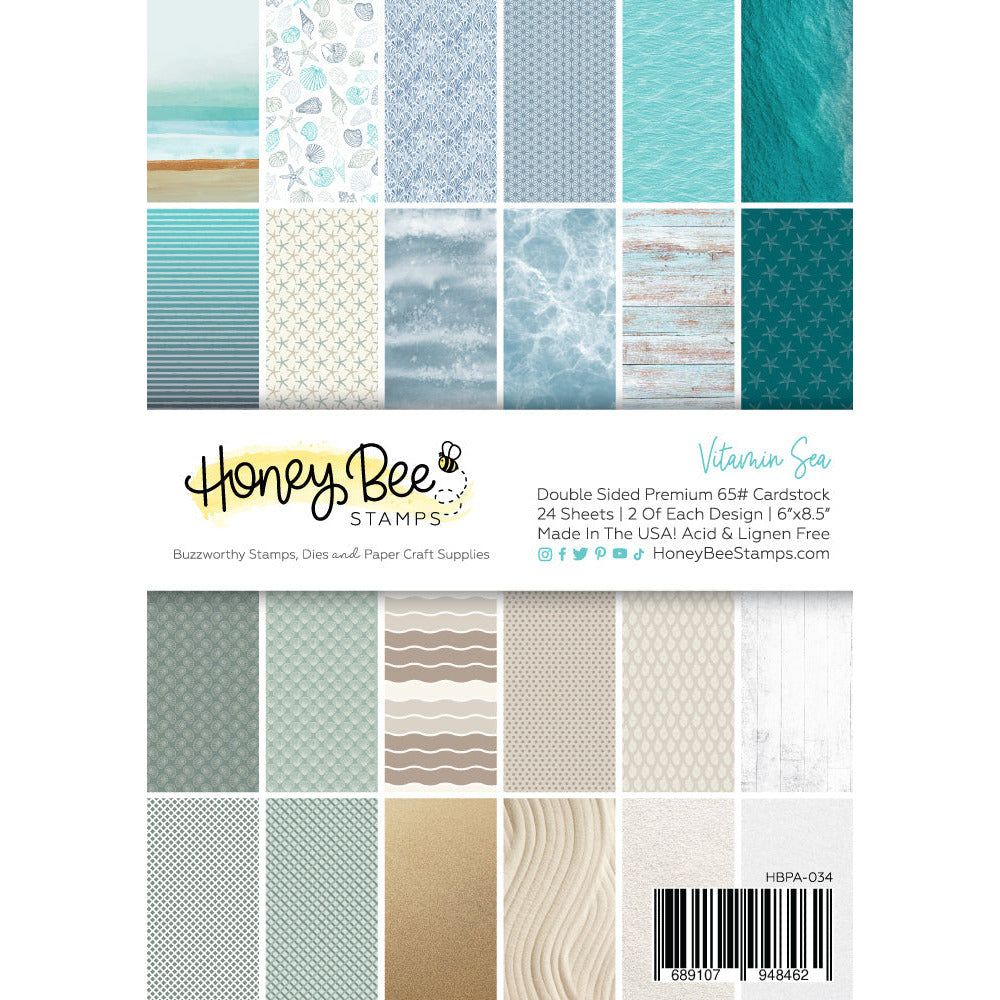 Bring a splash of beachy fun to your cards and paper crafts with our exclusive 6"x8.5" cardstock pads! Celebrate the sun, sand, and sea with this vibrant paper pad that inspires beautiful creations. It includes 24 double-sided sheets featuring 24 coordinating patterns, all printed on smooth satin finish 65# cover cardstock for a luxurious feel. Acid and lignin-free for lasting quality. Made with love in the USA!