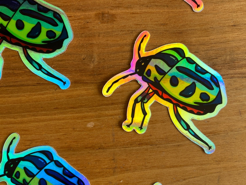 Beetle Holographic Sticker Water Resistant