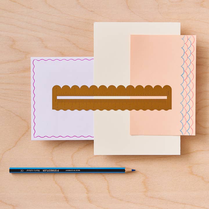 Wavy Brass Ruler with Scalloped Borders