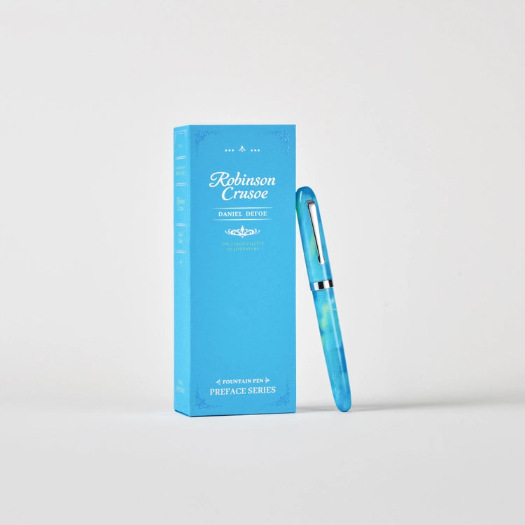 Discover the colors of literature inspired by the emotions and moments found in literary works, now in a fountain pen.
The Wearingeul Literature Fountain Pen was created to bring the colors of stories born from literature into your hands. Take your time with the Wearingeul Literature Fountain Pen, and write down the words and impressions that stayed with you.
Inspired by a remote island where the endless blue se meets lush greenery, the Robinson Crusoe Fountain Pen captures a deep, refreshing