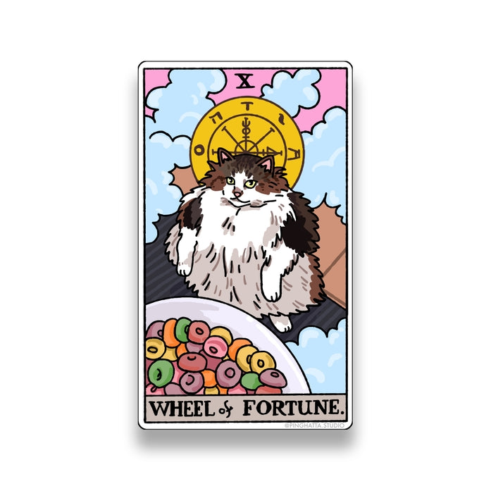 Pegatinas de memes de gatos del tarot de la Rueda de la Fortuna (Arcanos Mayores)