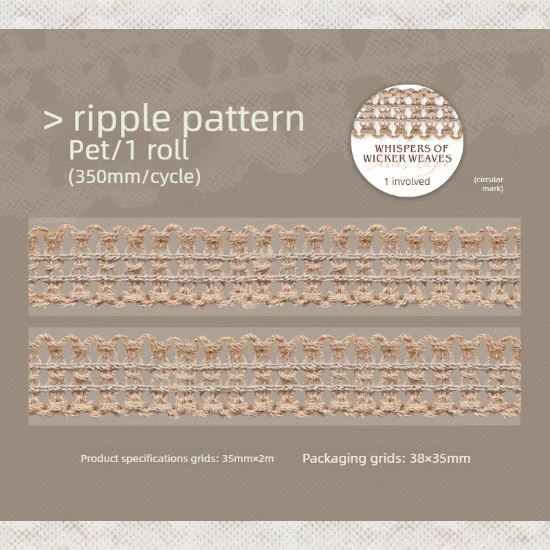 Add a cozy touch to your crafts with the Whiskers of Wicker Weaves Kiss Cut PET Tape. Each kiss‑cut piece is easy to peel and perfect for decorating journals, planners, pen‑pal letters, scrapbooks, and gifts. The soft wicker‑inspired motifs give your pages a gentle, homey touch that feels both cute and calming.
Kiss Cut
Includes 1 roll of PET tape