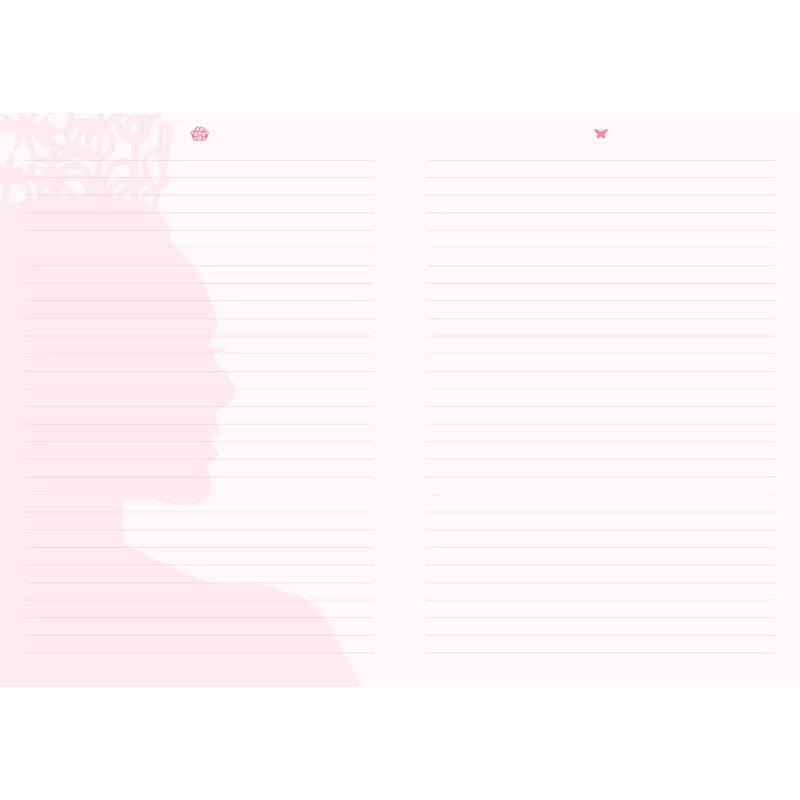 The perfect place to note your thoughts in style, this 184-page collectible journal is a stylish gift for any Wicked fan. This reversible journal can be flipped to present either Elphaba Thropp’s or Glinda Upland’s profiles, with internal pages in soft shades of green and pink and with a satin placeholder ribbon.
QUALITY CONSTRUCTION: This journal features a stunningly detailed, molded hardcover with metallic finish, 184-ruled pages of premium paper, plus a satin ribbon marker to ensure you never lose your