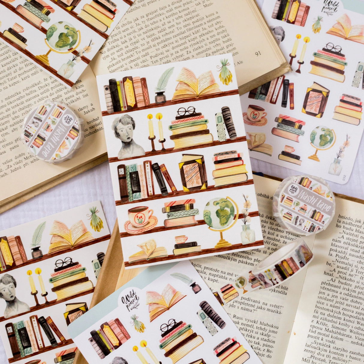 This postcard designed with all book lovers in mind will be perfect for your snail mail, art wall and letters. You can find the same motif also as a sticker sheet, here. Made from one of my sketchbook paintings with love in Czech Republic.