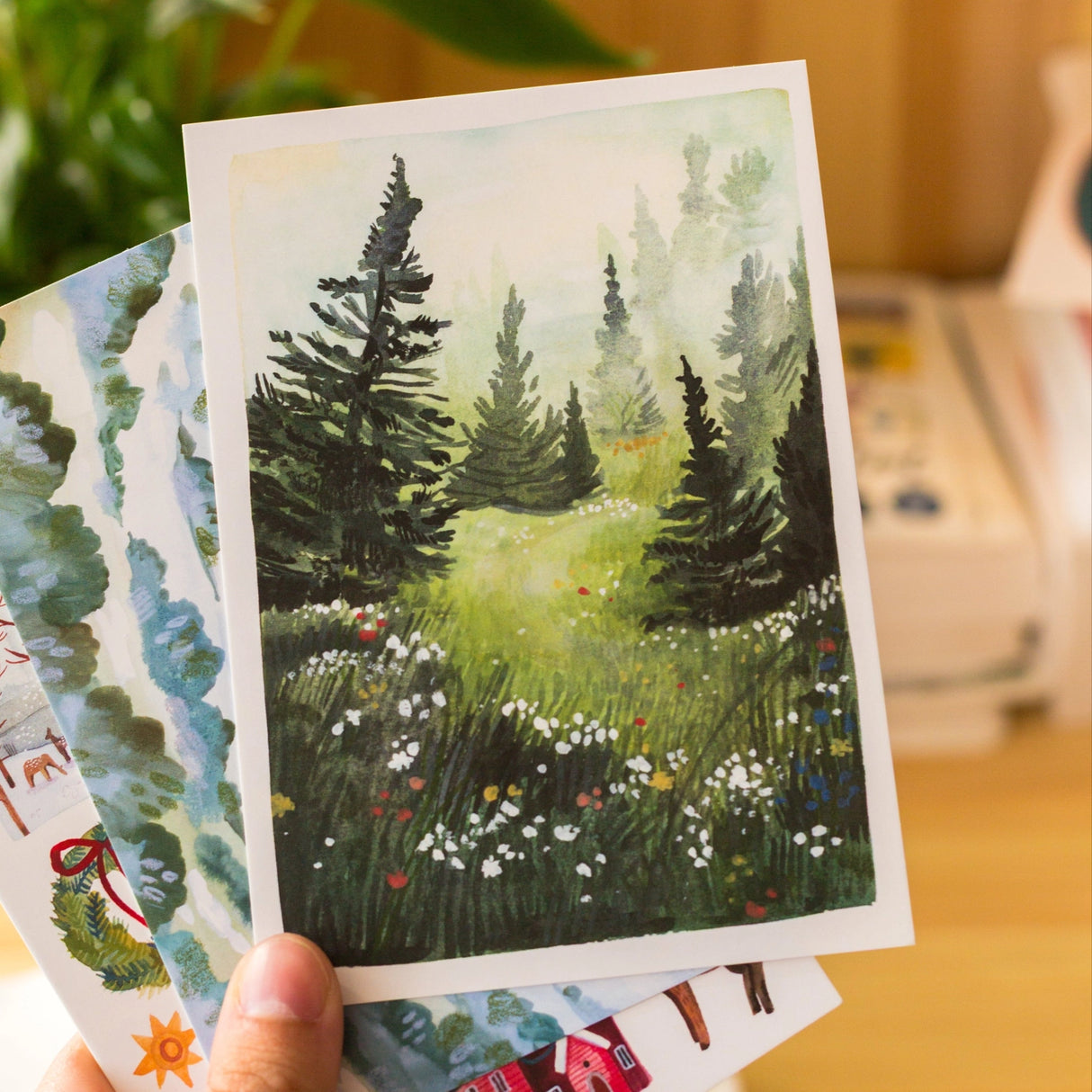 This postcard will be perfect little gift during this Christmas season. Made from one of my sketchbook paintings, with love from Czech Republic. Printed in high quality on matte paper.