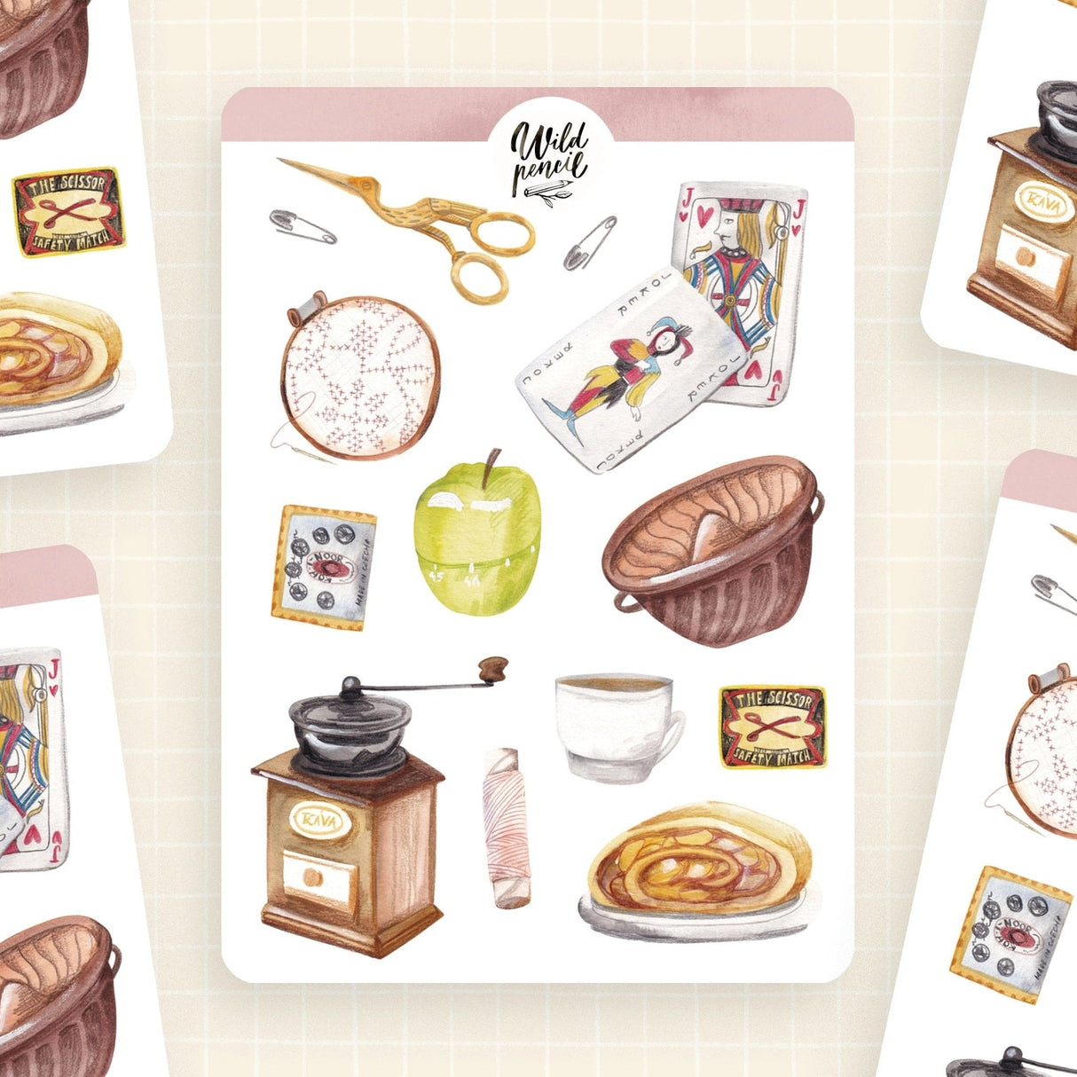 This paper sticker sheet has been designed with all summer lovers in mind! Perfect for your bullet journal, planner, snail mail or various other crafts. Designed from my original sketchbook illustrations, each made with love in Czech Republic.