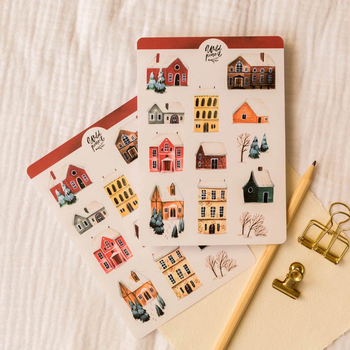 Wild Pencil Studio Sticker Sheet - Winter Town
